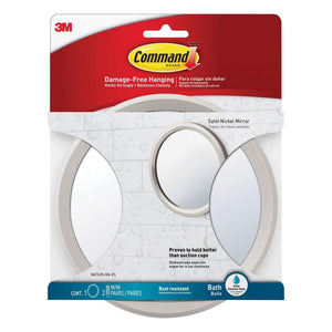 Command BATH35-SN-ES Bath Mirror with 2 Pairs of Strips, Satin Nickel