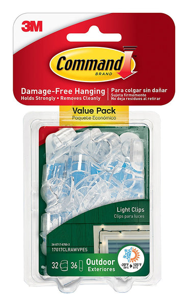 Command 17017CLRAWVPES Outdoor Light Clips Value Pack, 32 Clips & 36 Strips