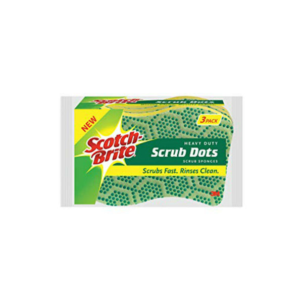 Scotch-Brite 30303-8 Scrub Dots Heavy-Duty Scrub Sponge, 3 Pack