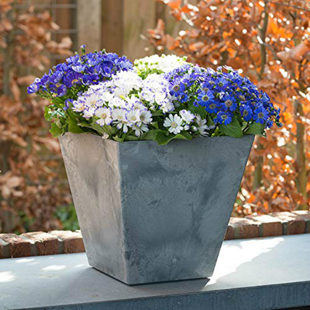 Novelty 35080 ELLA Planters with Squared Contour, Grey, 8"