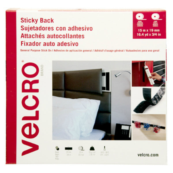 Velcro® VEL-30631-GLO Sticky Back General Purpose Tape, Black, 3/4" x 16.4 Yd