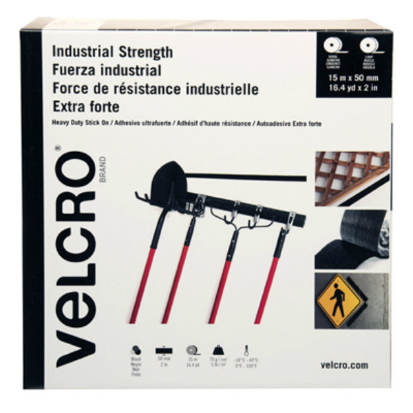 Velcro® VEL-30636-GLO Industrial Strength Stick-On Tape, Black, 2" x 16.4 Yd