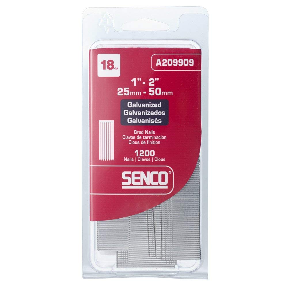 Senco A209909 Galvanized 18-Gauge Brad Nail, 1" - 2", 1200 Count