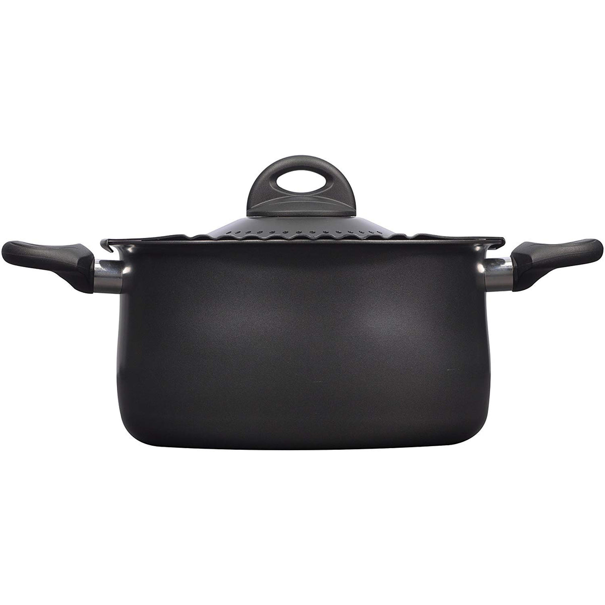 Bialetti 07265 Pasta Pot with Cook & Drain Convenience, Black, 5 Qt