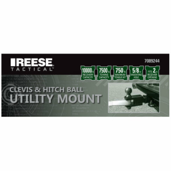 Reese Tactical 7089244 Clevis & Hitch Ball Utility Mount, Stainless Steel, 2"