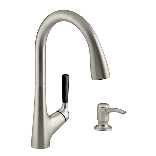 Kohler R562-SD-VS Malleco Pull-Out Kitchen Faucet w/Lotion Dispenser, St-Steel