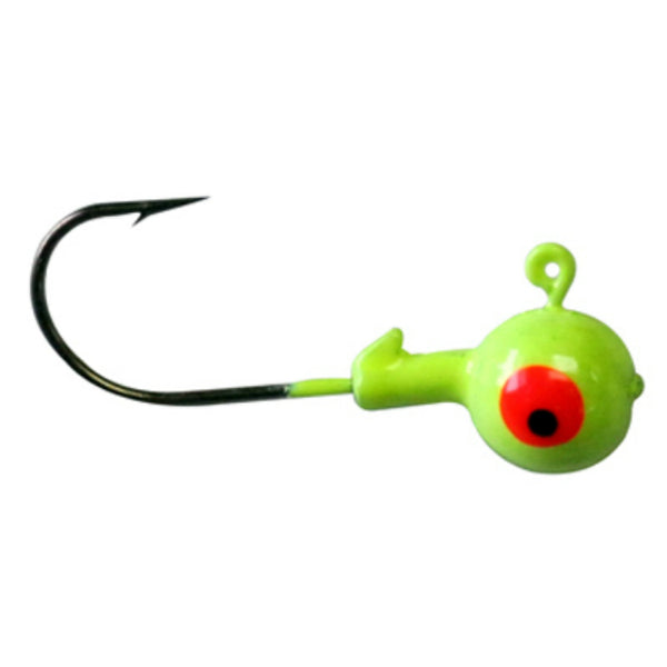 Kalins 0146-0723 Round Jig Head w/ Eagle Claw Hook, Chartreuse, 1/8 Oz, 10-Pack