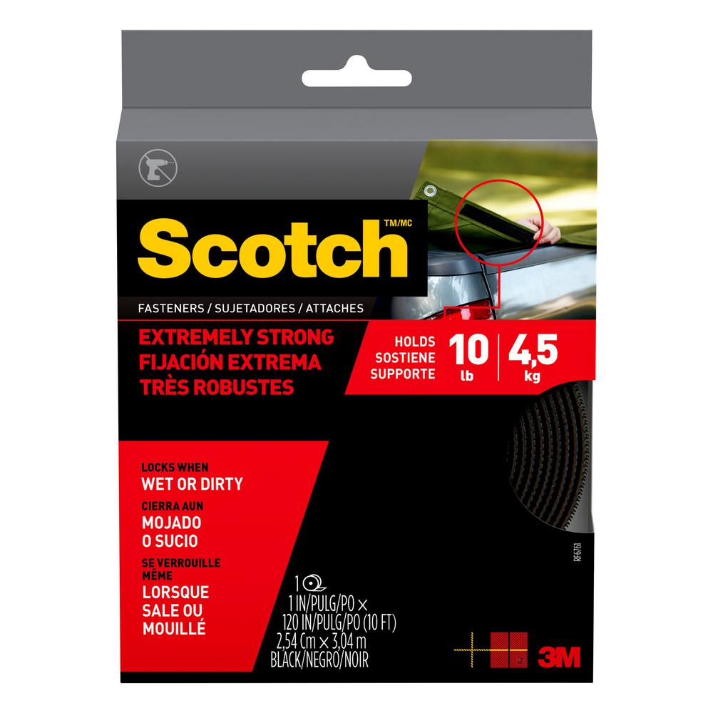 Scotch RF6761 Extremely Strong Fastener, Black, 1" x 10'