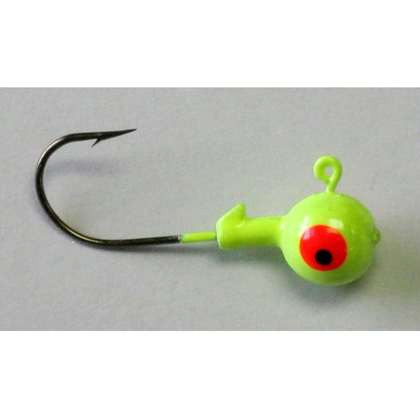 Kalins 0146-0734 Round Jig Head w/ Eagle Claw Hook, Chartreuse, 1/4 Oz, 10-Pack