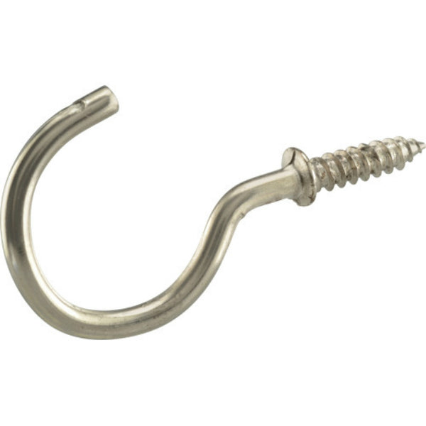 Hillman 122237 Nickel Finish Cup Hooks, 8-Count, 7/8"