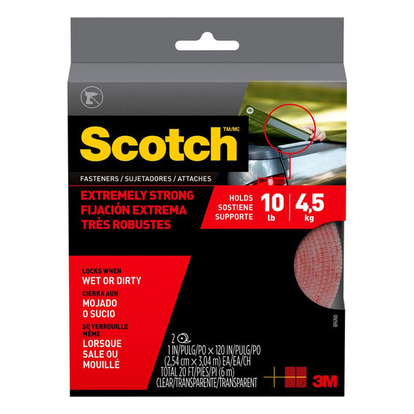 Scotch RF6760 Extremely Strong Fastener, Clear, 1" x 10'