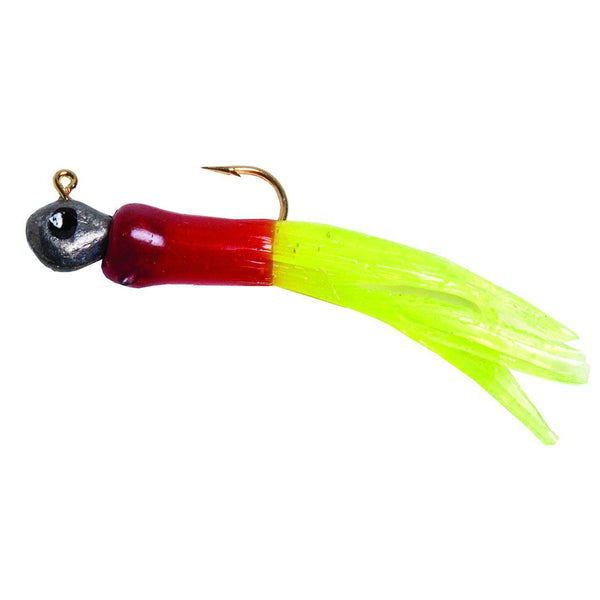 Betts 0117-0045 Mini Tube Jig w/ Gold Wire Hook, Red/Chartreuse, 1/32 Oz, 3-Pack