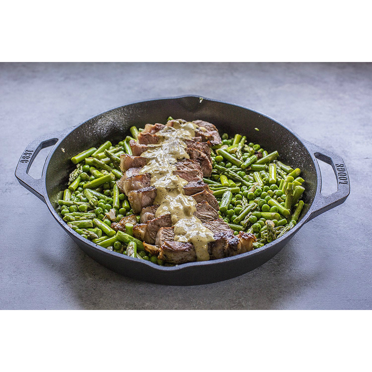 Lodge L10SKL Cast Iron Pan with Dual Handle, Black, 12"