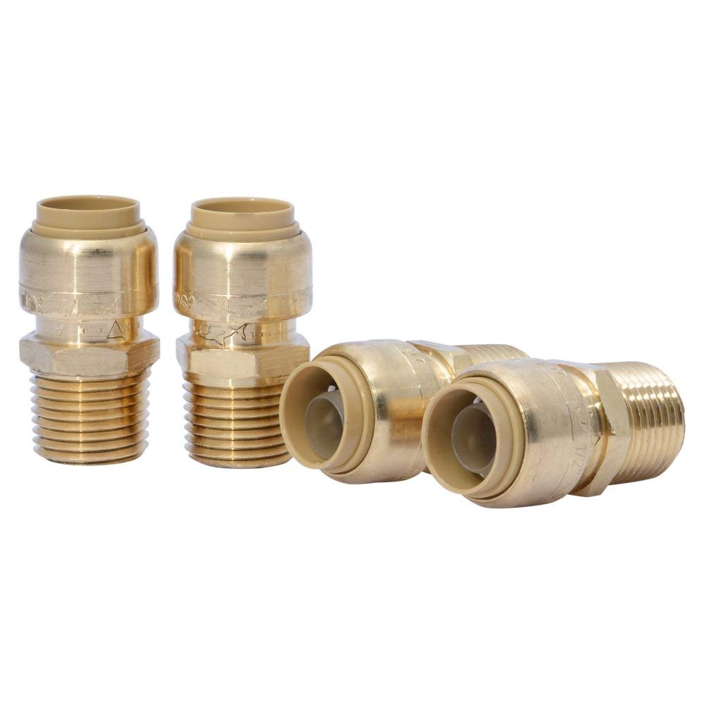 SharkBite U120LFA4 Push-To-Connect Male Connectors, 1/2" x 1/2", 4-Pack