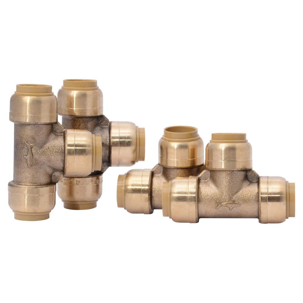 SharkBite U362LFA4 Push-To-Connect Tees, 1/2" x 1/2" x 1/2", 4 Pack
