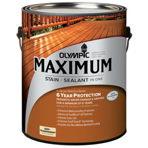 Olympic 79550A/01 Maximum Semi-Transparent Stain/Sealant, Neutral Tint, 1 Gallon
