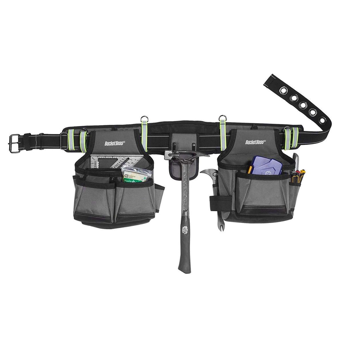 Bucket Boss 55105-HV High Visibility Contractors Rig with 2-Bags & 29 Pockets