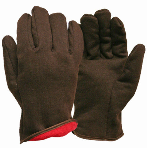 True Grip 9927-26 Men's Brown Jersey with Red Fleece Lined Winter Glove, Large