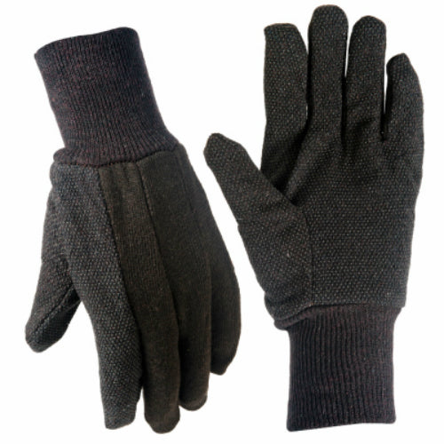 True Grip 9117-26 Men's Brown Cotton Jersey Glove with Mini-Dots, Large