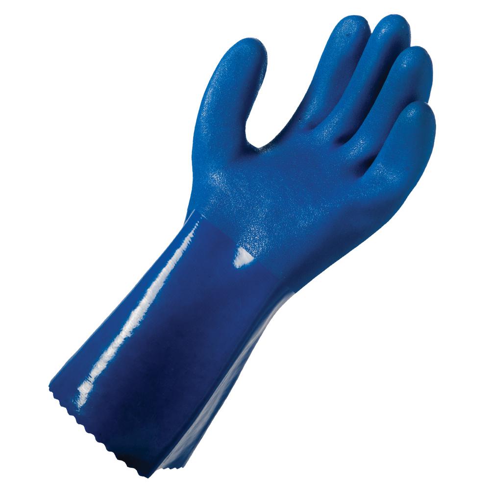 Grease Monkey 23407-16 Men's Long Cuff PVC Chemical Gloves, Blue, Large