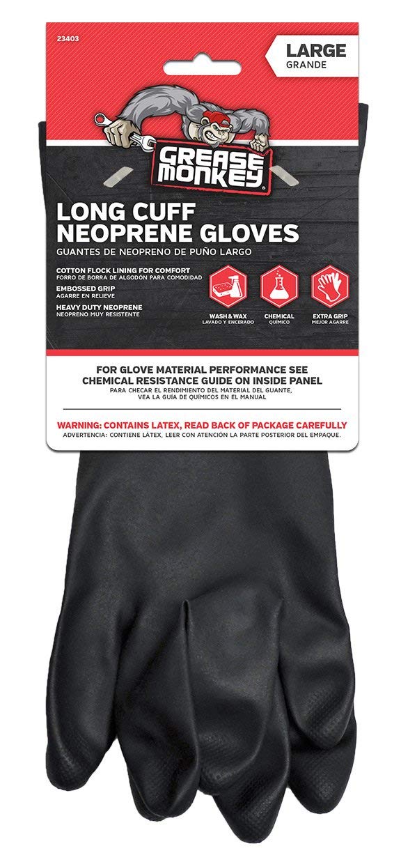 Neoprene Large Long Cuff Gloves, Black