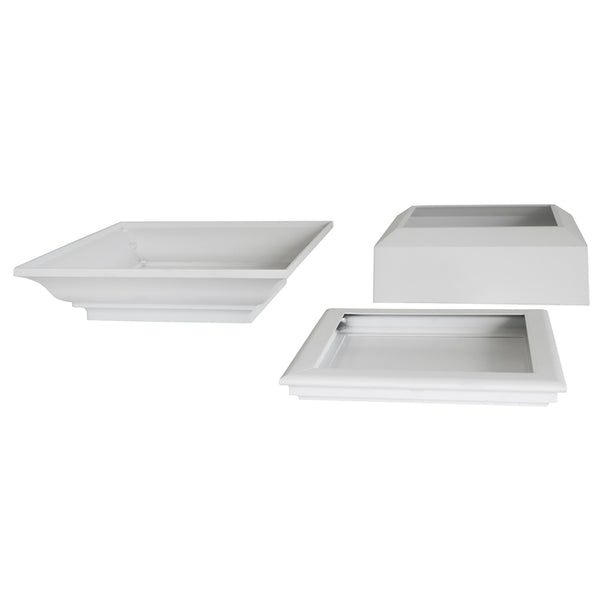 Afco 800WC650 Aluminum Cap & Base for Wellington Square Column, White, 8"
