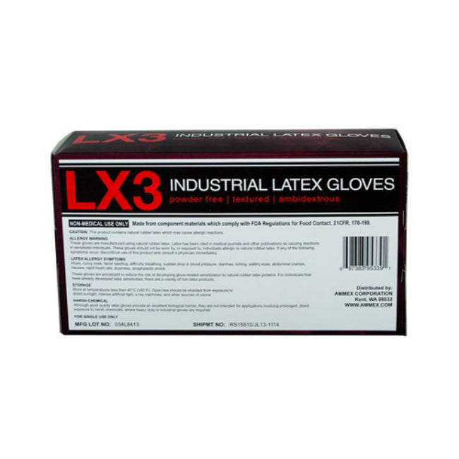 Ammex LX348100 Ivory Latex Industrial Powder Free Disposable Gloves, XL,100-Ct