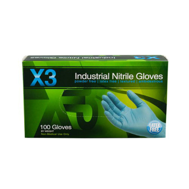 Ammex X344100 Blue Nitrile Industrial Latex Free Disposable Glove, Medium