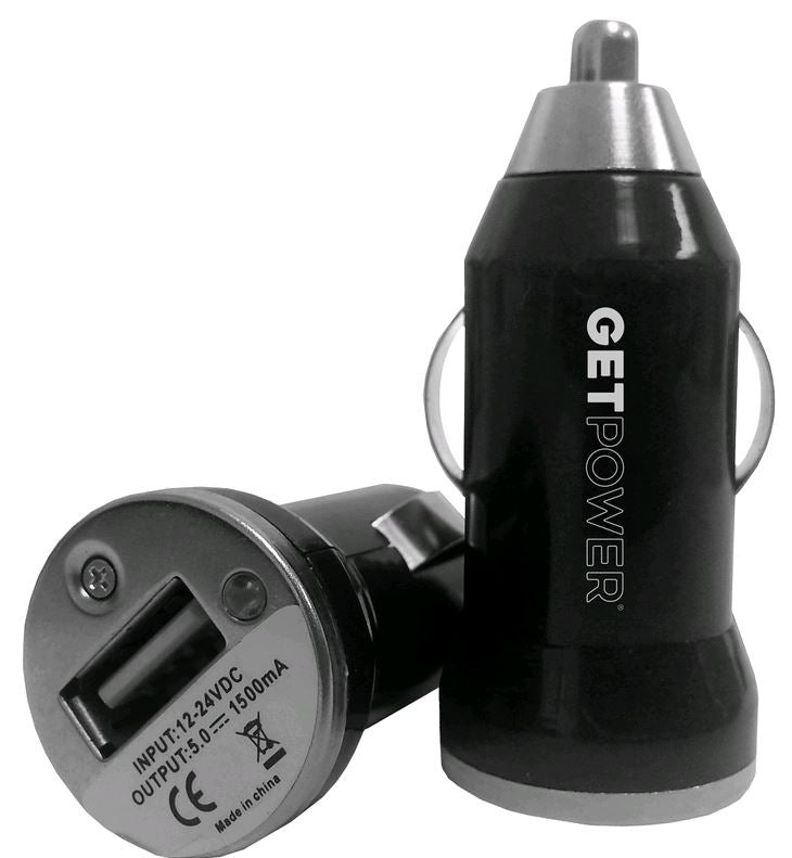 GetPower GP-DCUSB-BLK Single USB to DC Car Adapter, Black, 1.5 Amp