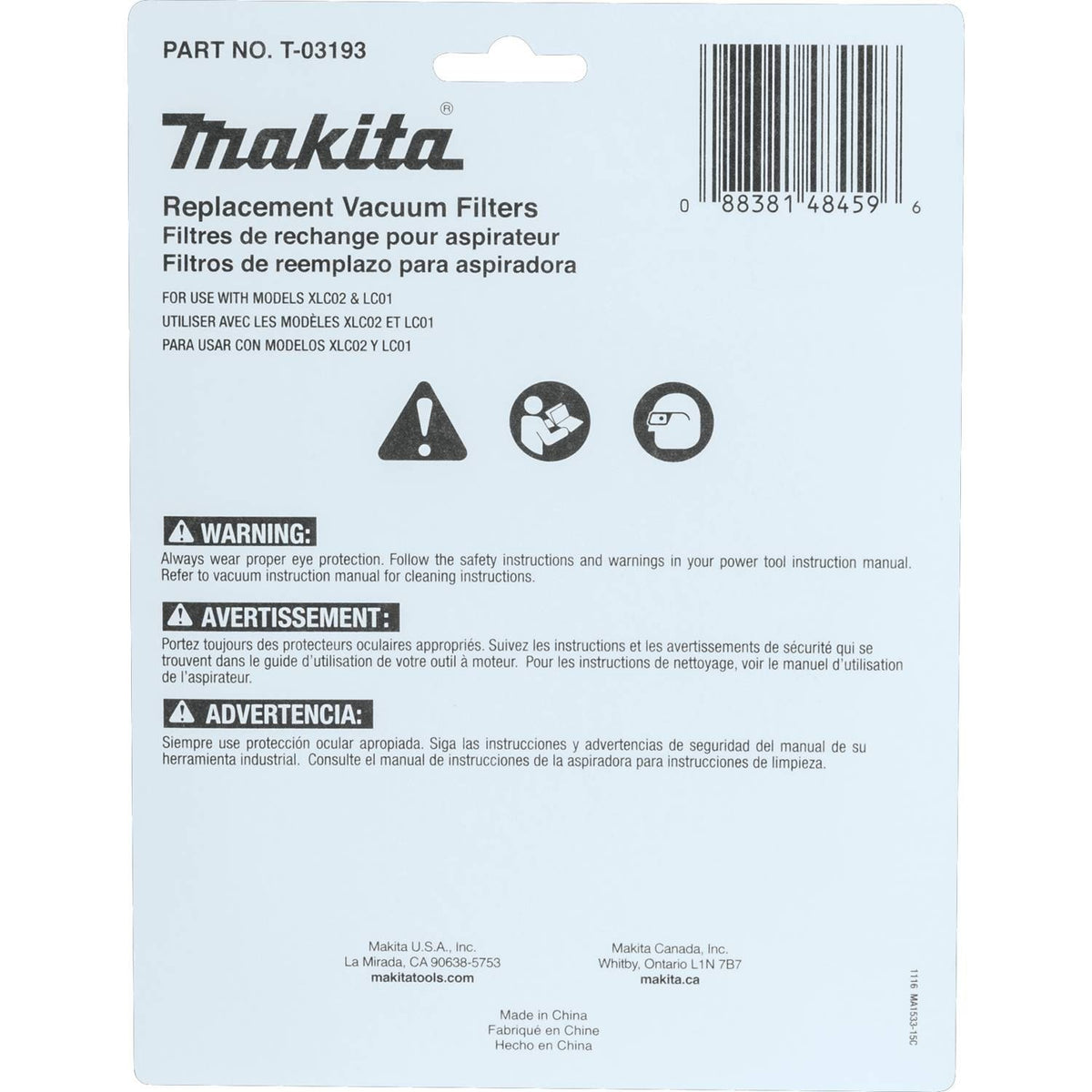 Makita T-03193 Cloth Vacuum Filter, Cotton