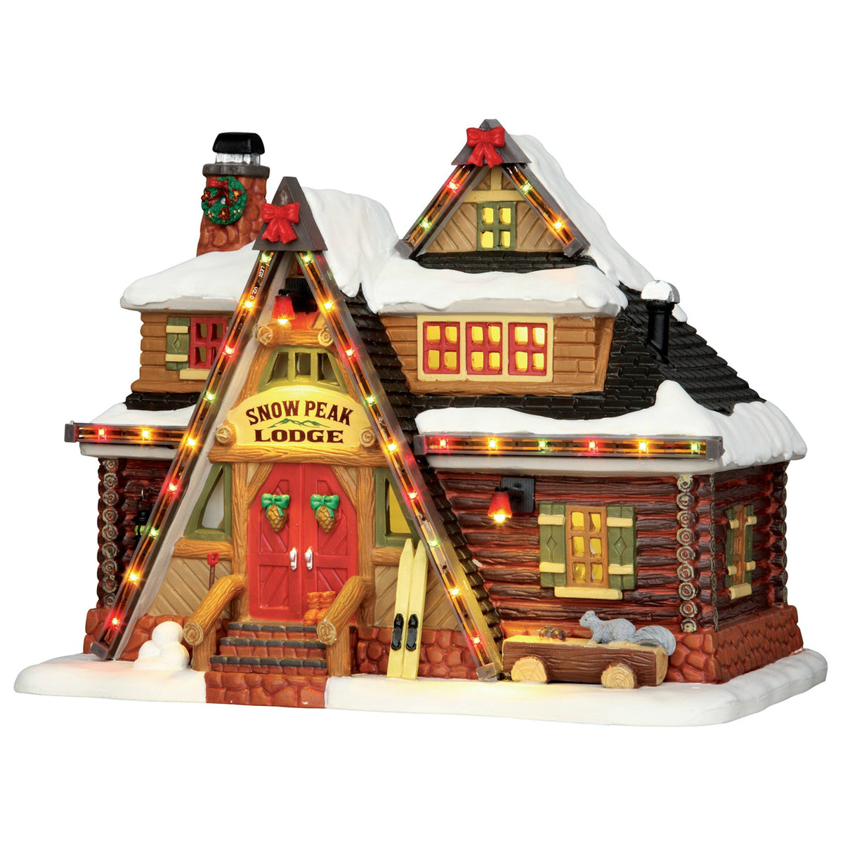 Lemax 55924 Christmas Snow Peak Lodge with Adapter, Porcelain Polyresin