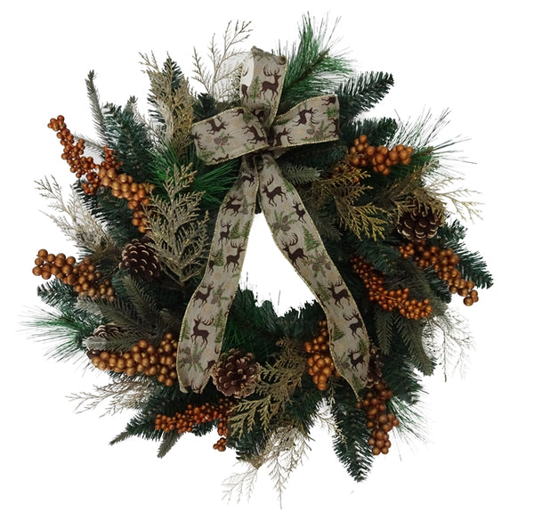 Santas Forest 38309 Christmas Earth Tone Wreath, 24"