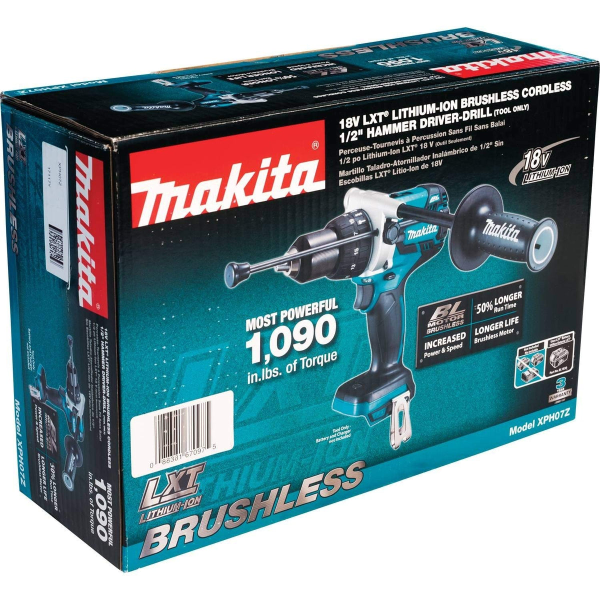Makita XPH14Z Lithium-Ion Brushless Cordless Hammer Driver-Drill, Tool Only, 18 V