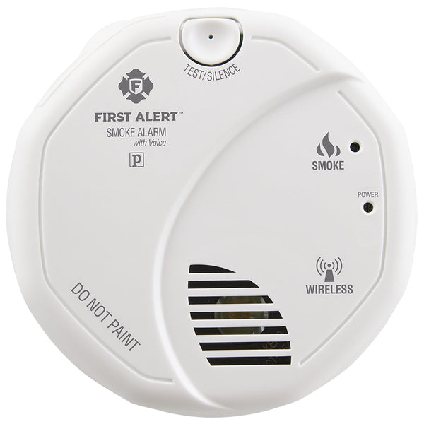First Alert 1039826 B/O Interconnected Wireless Smoke Alarm with Voice Location