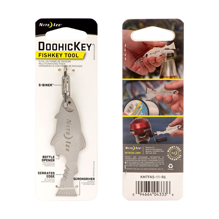 Nite Ize KMTFKS-11-R6 DoohicKey FishKey Key Tool, Stainless Steel