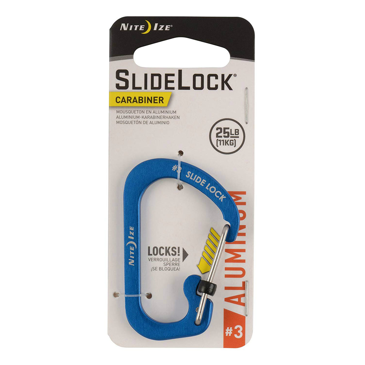 Nite Ize CSLA3-03-R6 SlideLock Aluminum Carabiner, #3, 25 Lbs