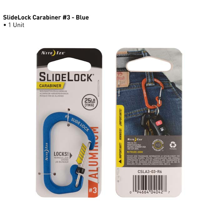 Nite Ize CSLA3-03-R6 SlideLock Aluminum Carabiner, #3, 25 Lbs