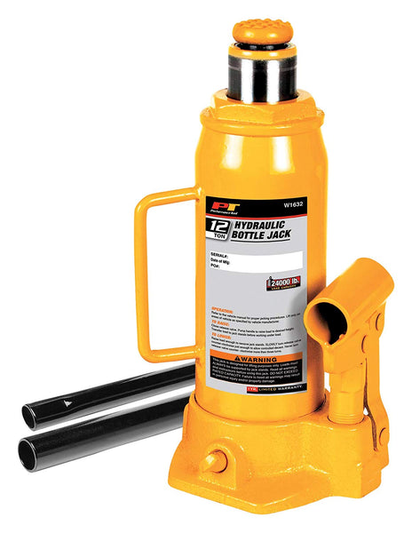 Performance Tool W1632 Hydraulic Bottle Jack, 12 Ton Load Capacity