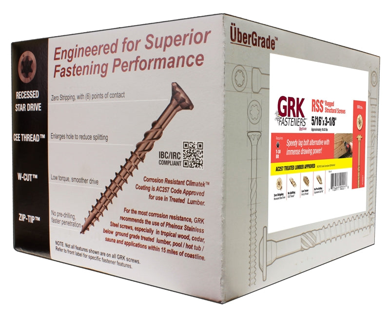 GRK 10221 UberGrade Rugged Structural Screw, 5/16" x 3-1/8", 500-Count