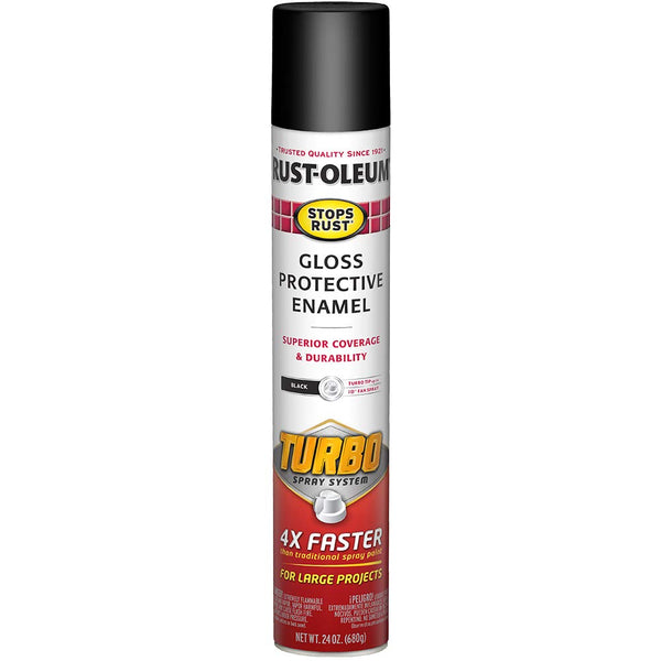 Stops Rust 334128 Gloss Protective Enamel Turbo Spray System, 24 Oz, Black