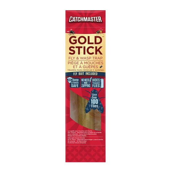 Catchmaster 912R6 Mini Gold Stick Fly & Wasp Trap with Non-Toxic Bait, 10"