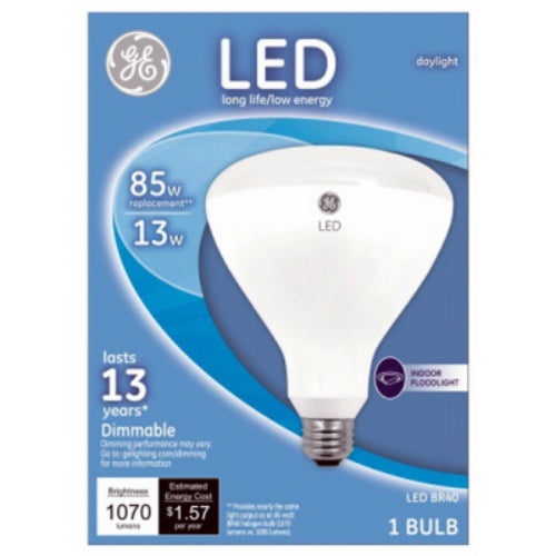 GE Lighting 35316 Dimmable BR40 Indoor Floodlight LED Bulb, Daylight, 13W, 2-Pk