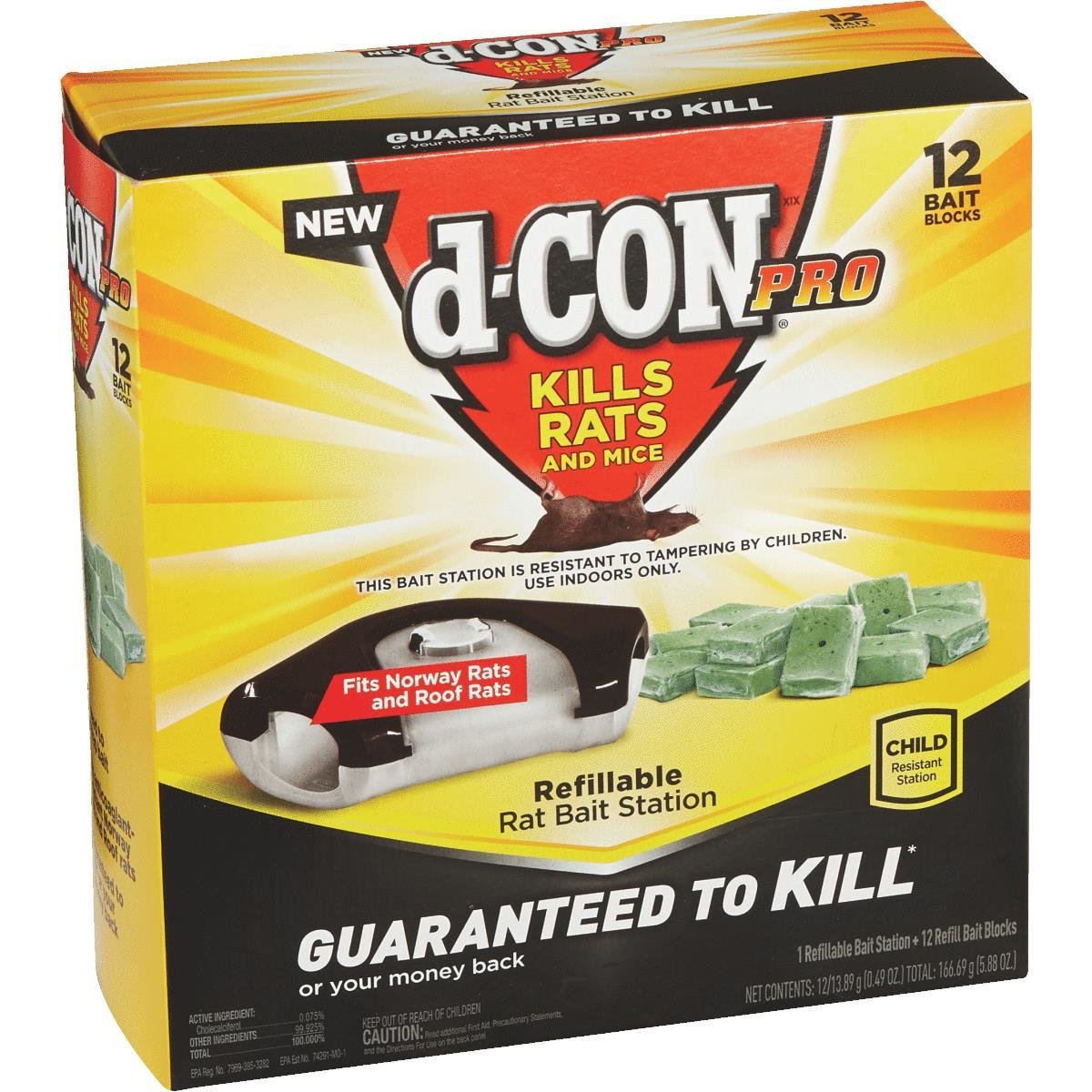 d-CON Pro 1920099323 Refillable Rat Bait Station with 12 Refill Blocks