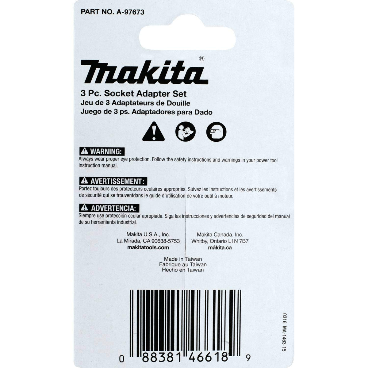 Makita A-97673 ImpactX Socket Adapter Set, 2", 3-Piece