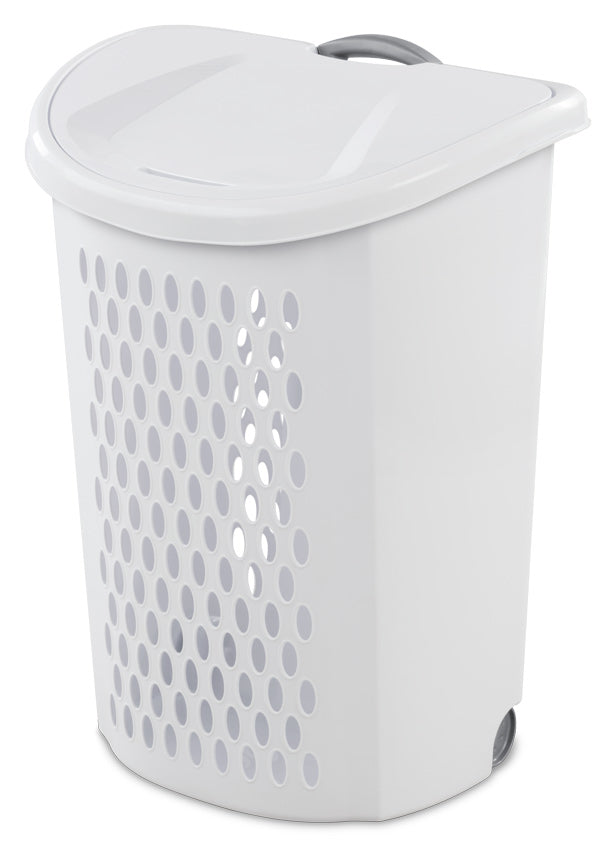 Sterilite 12278003 Ultra Wheeled Hamper, White/Titanium