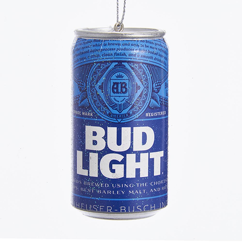 Kurt Adler AB1111 Christmas Budweiser Bud Light Beer Can Ornament, 3"
