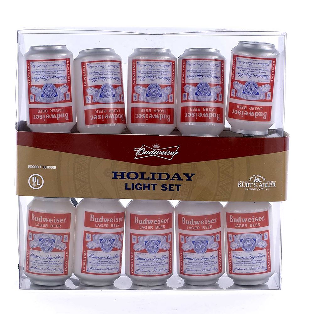 Kurt Adler AB9140 Christmas Vintage Budweiser Can Light Set, 12' Long