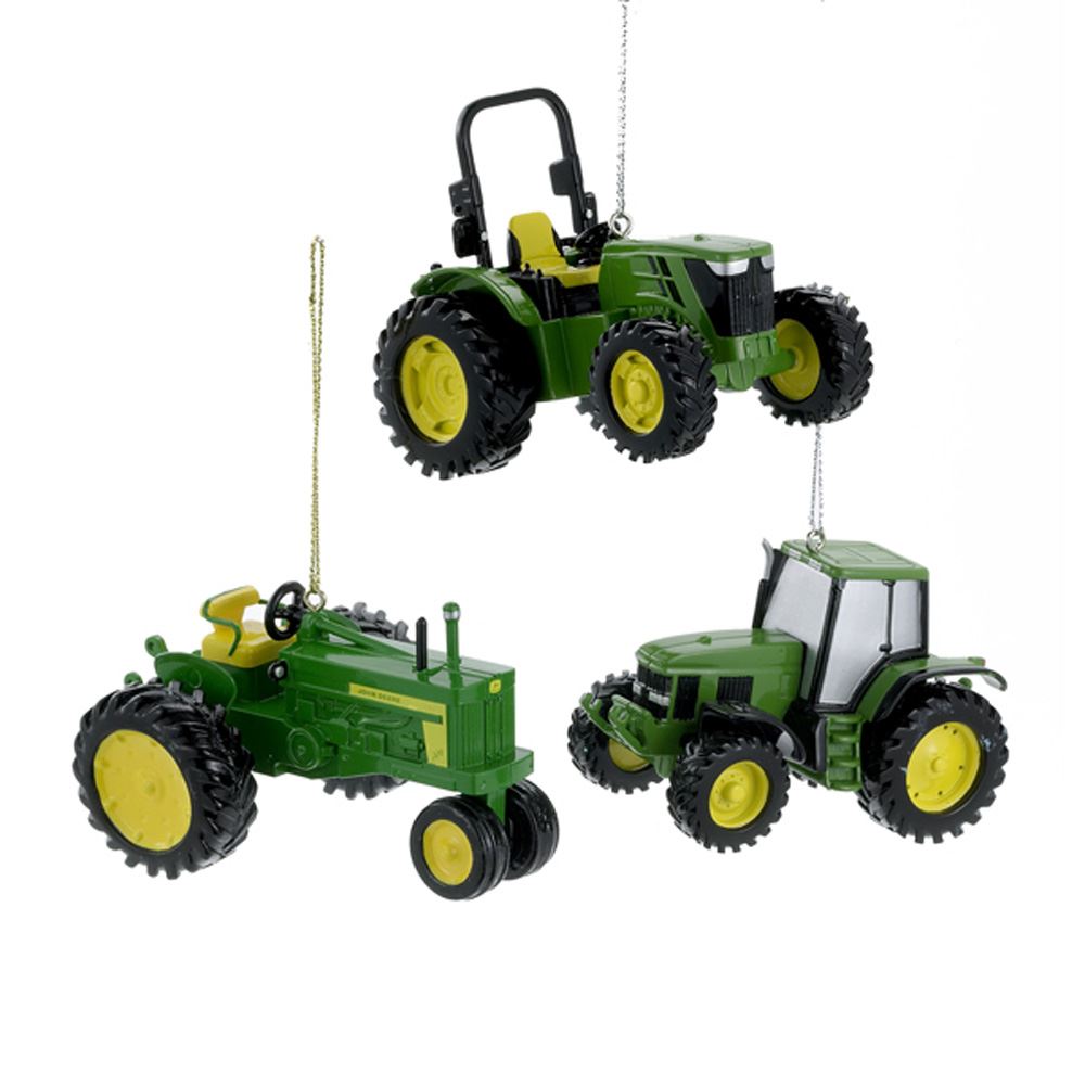 Kurt Adler JR1156 Christmas John Deere Tractor Ornaments, 3 Assorted