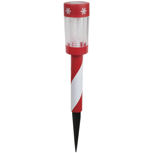 Fusion 17239 Solar Christmas Red / White Striped Stake LED Light with Battery