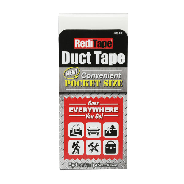 RediTape 10913 Pocket Size Duct Tape, White, 5 Yd x 1.88"